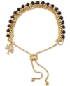 Unwritten Blue Stone Crystal Tree Bolo Bracelet In Gold-tone Plated And Silver Plated In Gold