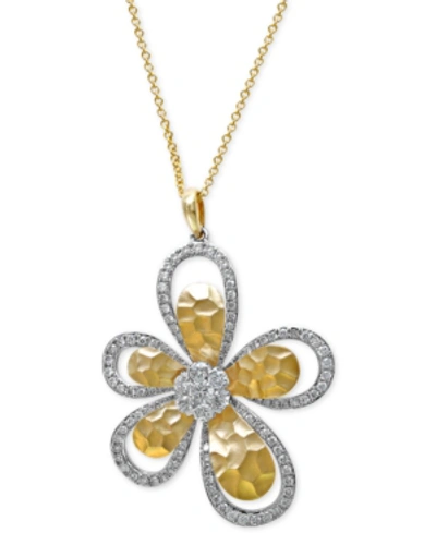 Effy Collection D'oro By Effy Diamond Flower Pendant Necklace (1 Ct. T.w.) In 14k White And Yellow Gold