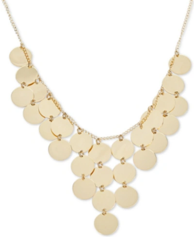 Italian Gold Multi-disc Dangle Disc Statement Necklace In 14k Gold-plated Sterling Silver, 15-3/4" + 2" Extender In Gold Over Silver