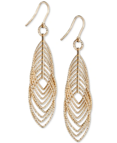 Italian Gold Textured Marquise Multi-ring Drop Earrings In 14k Gold-plated Sterling Silver In Gold Over Silver