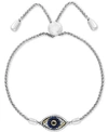 Effy Collection Effy Sapphire (1/10 Ct. T.w.) & Diamond (1/10 Ct. T.w.) Evil Eye Bolo Bracelet In 14k Gold & Sterlin In Sapphire