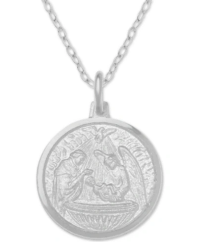 Giani Bernini Baptism Medallion 18" Pendant Necklace In Sterling Silver