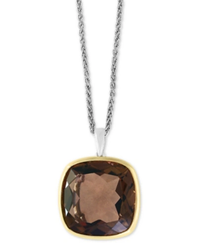 Effy Collection Effy Smoky Quartz 18" Pendant Necklace (20 Ct. T.w.) In Sterling Silver & 18k Gold