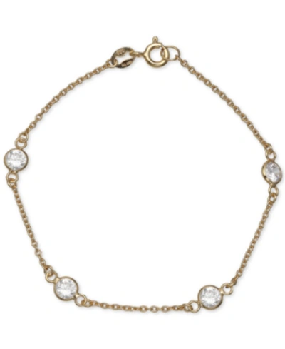 Giani Bernini Cubic Zirconia Station Bracelet In 18k Gold Plated Sterling Silver, Created For Macy's