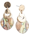 Lonna & Lilly Gold-tone Abalone-look Medium Drop Earrings In Blue Green