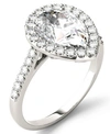 Charles & Colvard Moissanite Pear Halo Ring (2-5/8 Ct. Tw. Diamond Equivalent) In 14k White Gold In White Gold