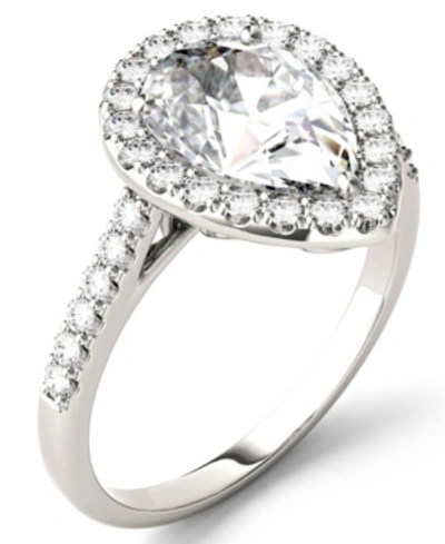 Charles & Colvard Moissanite Pear Halo Ring (2-5/8 Ct. Tw. Diamond Equivalent) In 14k White Gold