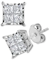 TRUMIRACLE DIAMOND PRINCESS CLUSTER STUD EARRINGS (1/2 CT. T.W.) IN 14K WHITE, YELLOW OR ROSE GOLD