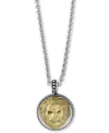 EFFY COLLECTION EFFY MEN'S TWO-TONE LION'S HEAD 22" PENDANT NECKLACE IN STERLING SILVER AND 18K GOLD-PLATE
