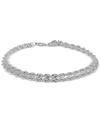 Italian Gold Double Row Twisted Heart Link Bracelet In 14k Gold In White Gold