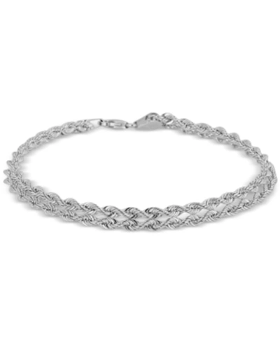 Italian Gold Double Row Twisted Heart Link Bracelet In 14k Gold In White Gold