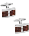 RHONA SUTTON SUTTON SILVER-TONE WOOD INSET CUFFLINKS