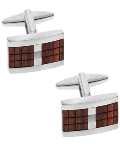 Rhona Sutton Sutton Silver-tone Wood Inset Cufflinks In Brown