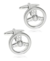 RHONA SUTTON SUTTON SILVER-TONE STEERING WHEEL CUFFLINKS