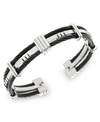 SUTTON BY RHONA SUTTON SUTTON STAINLESS STEEL AND BLACK CABLE BANGLE BRACELET