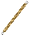 Sutton By Rhona Sutton Sutton Stainless Steel Gold-tone Three Row Studded Link Bracelet In Gold