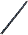 Sutton By Rhona Sutton Sutton Stainless Steel Black And Blue Link Bracelet In Black