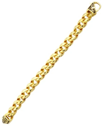 Sutton By Rhona Sutton Sutton Stainless Steel Curb Link Chain Bracelet With Filigree Clasp In Gold