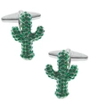 RHONA SUTTON SUTTON SILVER-TONE CUBIC ZIRCONIA CACTUS CUFFLINKS