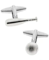 RHONA SUTTON SUTTON SILVER-TONE BASEBALL AND BAT CUFFLINKS