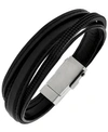 Sutton By Rhona Sutton Sutton Multi-strand Leather And Lightening Cable Bracelet With Usb Clasp In Black
