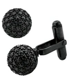 Rhona Sutton Sutton Ruthenium Plated Sterling Silver Black Cubic Zirconia Orb Cufflinks In Black