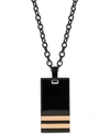 SUTTON BY RHONA SUTTON SUTTON STAINLESS STEEL BLACK PENDANT NECKLACE WITH DOUBLE ROSE GOLD STRIPE