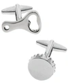 RHONA SUTTON SUTTON SILVER-TONE BOTTLE OPENER AND CAP CUFFLINKS