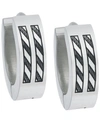 SUTTON BY RHONA SUTTON SUTTON STAINLESS STEEL ETCHED STRIPES HUGGIE EARRING SET