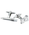 RHONA SUTTON SUTTON SILVER-TONE PENCIL AND SHARPENER CUFFLINKS