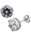 SUTTON BY RHONA SUTTON SUTTON STERLING SILVER ROUND STUD EARRINGS WITH CUBIC ZIRCONIA TRIM