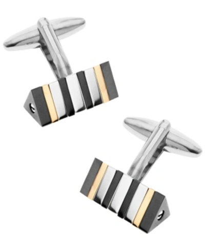 Rhona Sutton Sutton Stainless Steel Multi-tone Twisting Pyramid Cufflinks