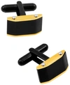 RHONA SUTTON SUTTON STAINLESS STEEL BLACK AND GOLD CUFFLINKS