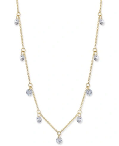 Inc International Concepts Cubic Zirconia Crystal Drop Necklace, Created For Macy's In Gold