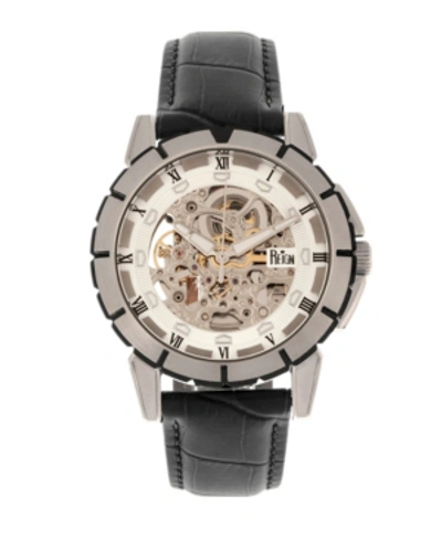 Reign Philippe Automatic White Dial, Genuine Black Leather Watch 41mm