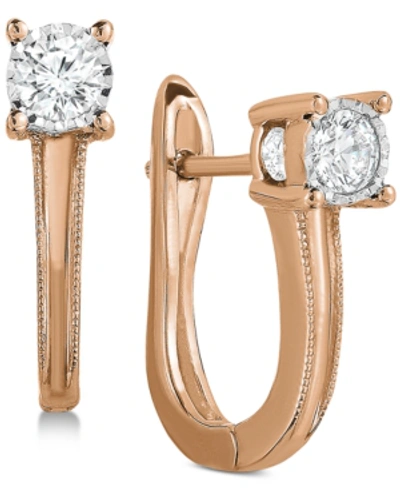 Trumiracle Diamond Leverback Hoop Earrings (1/2 Ct. T.w.) In 10k White Gold In Rose Gold