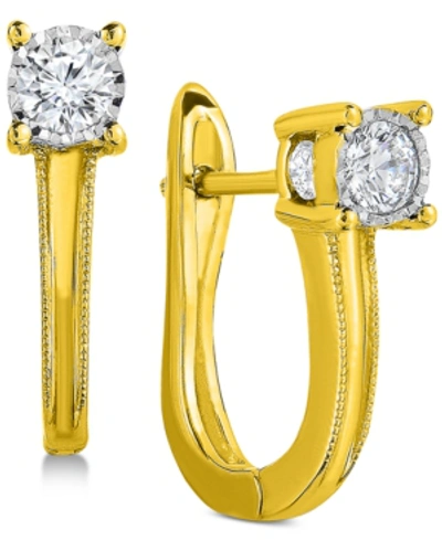 Trumiracle Diamond Leverback Hoop Earrings (1/2 Ct. T.w.) In 10k White Gold In Yellow Gold
