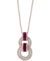 Effy Collection Effy Ruby (5/8 Ct. T.w.) & Diamond (1/2 Ct. T.w.) 18" Pendant Necklace In 14k Rose Gold In Ruby