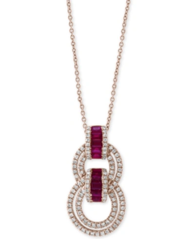 Effy Collection Effy Ruby (5/8 Ct. T.w.) & Diamond (1/2 Ct. T.w.) 18" Pendant Necklace In 14k Rose Gold