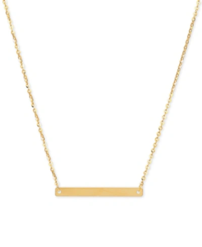 Italian Gold Polished Bar 18" Pendant Necklace In 14k Gold In Yellow Gold