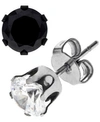 SUTTON BY RHONA SUTTON SUTTON STAINLESS STEEL TWO-TONE CUBIC ZIRCONIA STUD EARRINGS