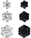 Sutton By Rhona Sutton Sutton Stainless Steel Two-tone Cubic Zirconia Stud Earrings Set Of 3 Pairs In Multi