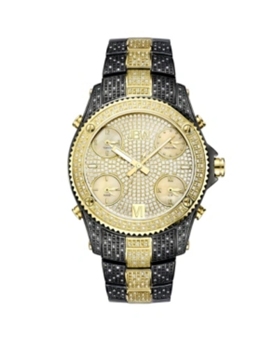 Jbw Men's Jet Setter Diamond (2 Ct.t.w.) Black Ion-plated Stainless Steel Watch In Two Tone  / Champagne / Gold / Gold Tone