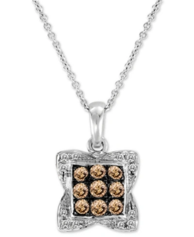 Le Vian Diamond Square Cluster 18" Pendant Necklace (3/8 Ct. T.w.) In 14k White Gold