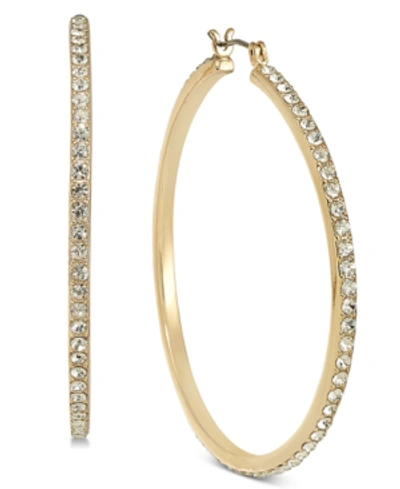 Inc International Concepts Large Pave Medium Hoop Earrings , 2", Created For Macy's In Gold
