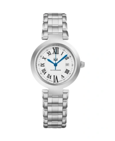 Stuhrling Alexander Watch A203b-01, Ladies Quartz Date Watch With Stainless Steel Case On Stainless Steel Brac In Silver