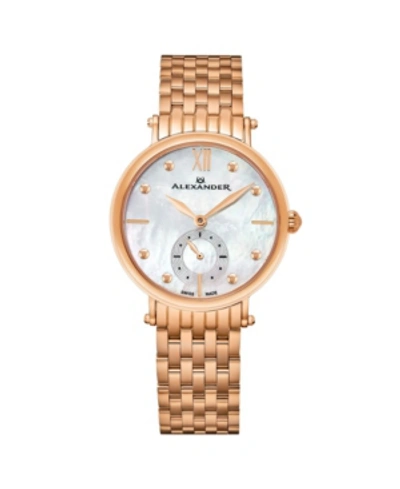 Stuhrling Alexander Watch A201b-03, Ladies Quartz Small-second Watch With Rose Gold Tone Stainless Steel Case