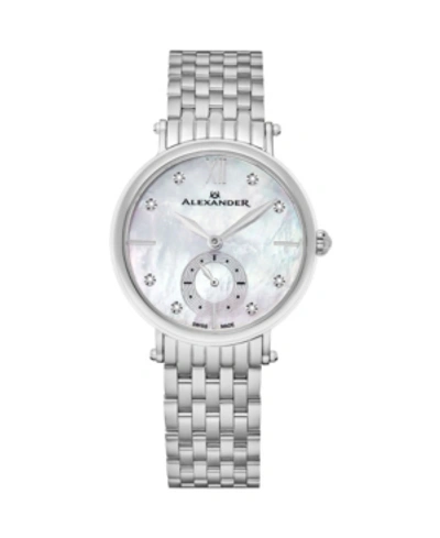 Stuhrling Alexander Watch Ad201b-01, Ladies Quartz Small-second Watch With Stainless Steel Case On Stainless S In Silver