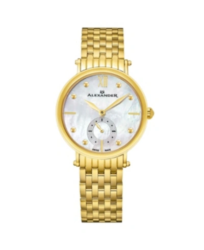 Stuhrling Alexander Watch A201b-02, Ladies Quartz Small-second Watch With Yellow Gold Tone Stainless Steel Cas