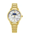 STUHRLING ALEXANDER WATCH AD204B-05, LADIES QUARTZ MOONPHASE DATE WATCH WITH YELLOW GOLD TONE STAINLESS STEEL 